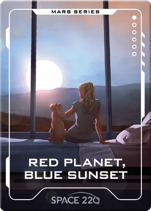 Front of Red planet, blue sunset